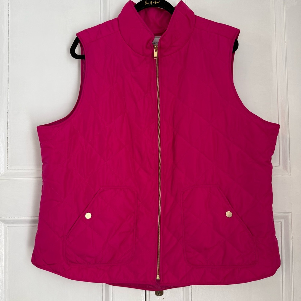Charter Club Pink with Gold Detail Quilted Vest - XXL